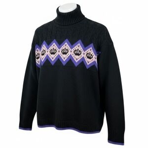 Juicy Couture knit Sweater 1X Black Purple Crown Turtleneck Plus retro Y2K style